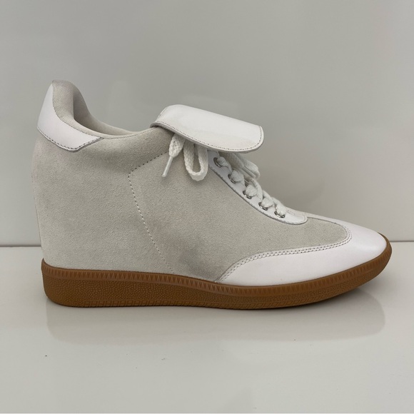 JEFFREY CAMPBELL Hidden Wedge Leather Sneakers in White NEW - Picture 1 of 13